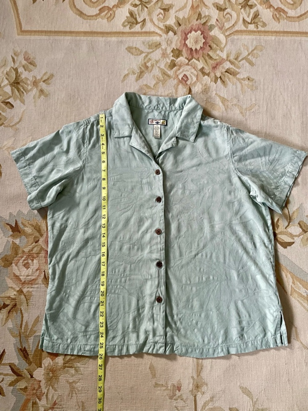 Caribbean Joe Sage Green Women's Blouse with Palm Logo - Picture 5 of 5